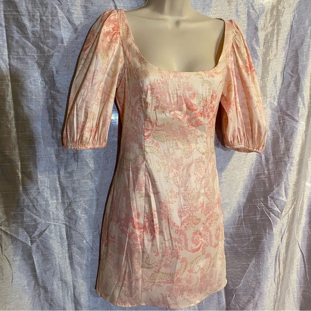 Laura Ashley/Uo Mel Puff Sleeve Dress Size S, Lined, Side Zip, Stretch S View 2